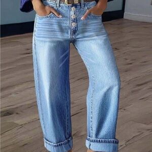 SHEIN Light Blue Straight Leg Jeans